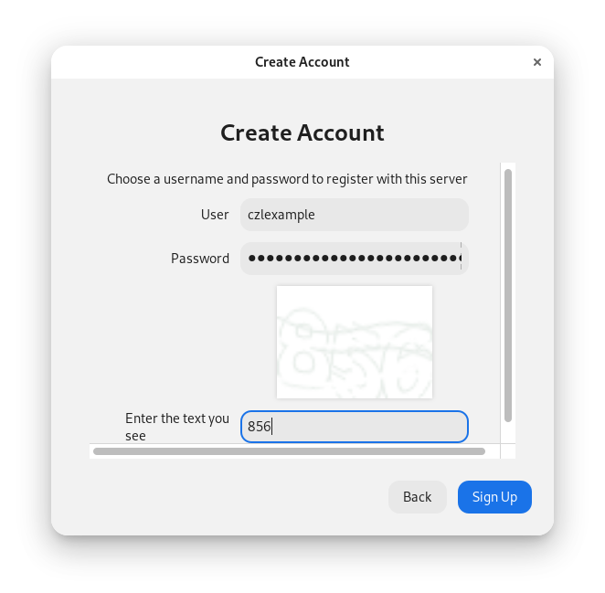 P3 Create Account Window